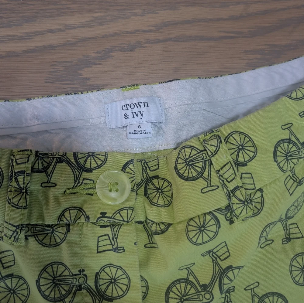 Crown & Ivy Lime Green Chino Shorts Size 8 - Picture 2 of 8